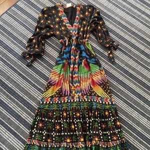 Farm Rio Macaw Night Maxi Dress  S | Black